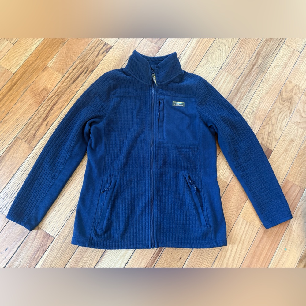 LL Bean Mountain Classic Windproof Fleece Jacket Womens Sz M Full Zip Navy Blue - Picture 2 of 11